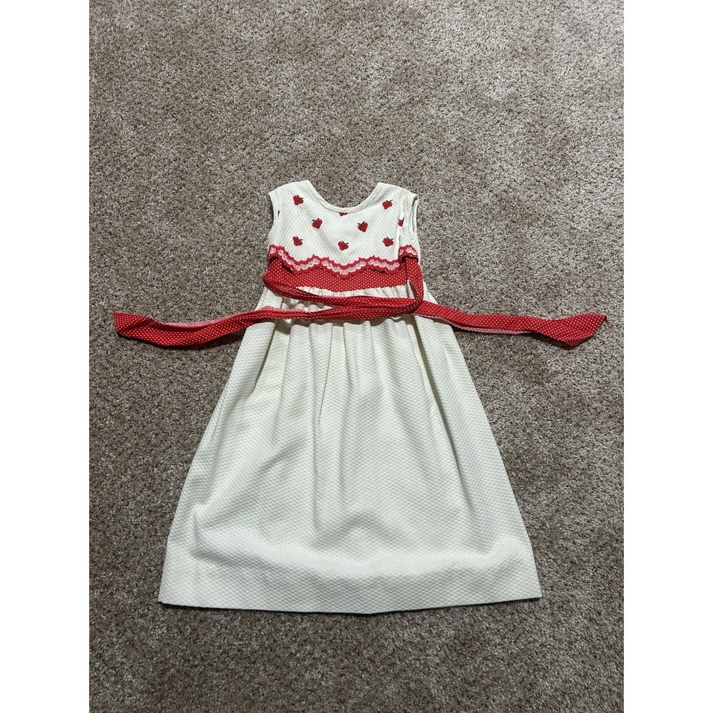 Vintage Tiny Town Dress Girls 4 White Red Strawberry Boho Hippy‎ 80s